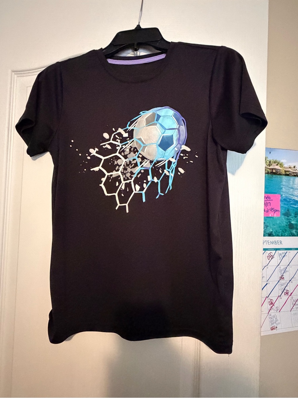 bcg Black Short Sleeve Tee with Blue Soccer Graphic